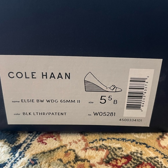 Cole Haan Elsie Black patent wedge W5.5 2.5 inch heel BNIB - Picture 7 of 8